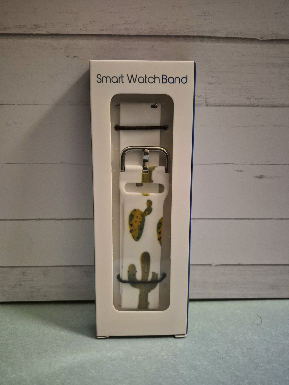 Smart Watch Band - White Cactus Print